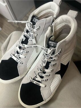 Vintage Havana Black White Suede & Leather High-Top Sneakers